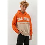 Erkek Çocuk Kapüşonlu Baskı Detaylı Parçalı Sweatshirt Turuncu