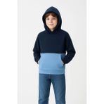 Erkek Çocuk Kapüşonlu Kanguru Cepli Parçalı Sweatshirt - Renkli