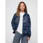 Erkek Çocuk Mavi Relaxed Gap Logo Fermuarlı Sweatshirt