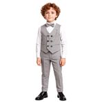 Erkek Çocuk Modern Kesim Papyonlu Yelekli 3’ lü Set Takım Elbise Ak5350, GRİ, 2 YAŞ