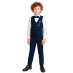 Erkek Çocuk Modern Kesim Papyonlu Yelekli 3’ lü Set Takım Elbise Ak5350, LACİVERT, 2 YAŞ