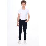 Erkek Çocuk Okul Pantolonu Kaşkorseli Beli Lastikli 8431-8331 - Lacivert - 11 Yaş