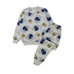 Erkek Çocuk Pamuklu İki İplik Şardonlu Gri Örümcek Desenli Uzun Kollu Kışlık Pijama Takımı (gri, 1-2 yaş)