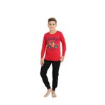 Erkek Çocuk Pamuklu Penye Kumaş Kırmızı-Siyah Renk Karakter Detaylı Pijama Takımı (Kırmızı, 8 yaş)