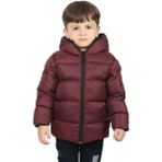 Erkek Çocuk Polarlı Kapüşonlu Su Geçirmez Rüzgara Dayanıklı Şişme Kışlık Mont & Kaban - Bordo - 2 - 4 Yaş