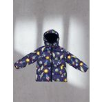Erkek Çocuk Polarlı Kapüşonlu Ufo Desenli Kışlık Şişme Mont & Kaban & Parka