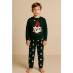 Erkek Çocuk Santa Claus Yılbaşı Temalı Pijama Altı Yeşil