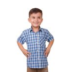 erkek çocuk siyah turkuaz beyaz kareli kısa kollu gömlek