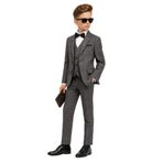 Erkek Çocuk Slim Fit Dokulu Çizgili Klasik Takım Elbise Ak197-198, GRİ, 2 YAŞ