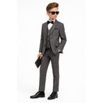 Erkek Çocuk Slim Fit Dokulu Çizgili Klasik Takım Elbise Ak197-198, GRİ, 4 YAŞ