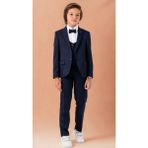 Erkek Çocuk Smokin Takım Elbise – Ceketli Pantolonlu Yelekli Papyonlu Gömlekli 5’li Set - Lacivert - 2 Yaş