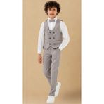 Erkek Çocuk Smokin Takım Elbise – Pantolonlu Yelekli Papyonlu Gömlekli Zincirli 5’li Set - Gri - 1 Yaş
