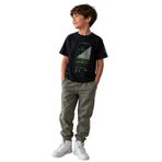 Erkek Çocuk T-Shirt Baskılı Siyah%100 Pamuk Kısa Kol Bisiklet Yaka Regular Kalıp 7-8 Yaş