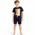 Erkek Çocuk T-Shirt Dijital Baskılı Siyah Kısa Kol Bisiklet Yaka%100 Pamuk 11-12 Yaş