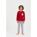 Erkek Çocuk Think Happy Çizgili Pijama Takımı Bordo
