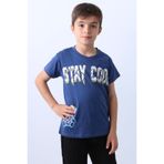 ERKEK ÇOCUK TİŞÖRT STAY COOL BASKILI BİSİKLET YAKA F18 LACİVERT 12 Yaş
