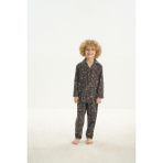 Erkek Çocuk Uzun Kol Önden Düğmeli Füme Pijama Takım C5T1N7O8 - 5 - 6 Yaş
