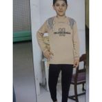 Erkek Çocuk Uzun Kollu Penye Pijama - 9 Yaş - Bej