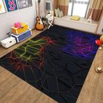 Erkek Çocuk Yatak Odası için Oyun Halısı - Kaymaz Rahat 3D Neon Altıgen Tasarım - Genç Oyun Odası için Yıkanabilir Geometrik Halı - Sarı ve Mor 120 x 180 cm