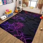 Erkek Çocuk Yatak Odası için Rahat Oyun Halısı - Kaymaz 3D Neon Altıgen Tasarım Oyun Odası Dekoru için Yıkanabilir Halı Gençler için Mükemmel (Siyah Mor 120 x 210 cm)