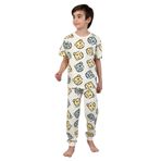 Erkek Çocuk%100 Pamuk Baskılı Pijama Takımı – Kısa Kollu, Sevimli Desenler Bej 4-5 Yaş