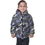 Erkek Çocukdijital Desen Polar Su ve Rüzgar Geçirmez Kapüşonlu Şişme Kışlık Mont - Siyah - 2 - 4 Yaş