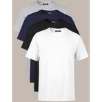 Erkek Çok Renkli T- Shirt Regular Fit Rahat Kesim Bisiklet Yaka 4'lü Basic Tişört Paketi Cmreo35-4
