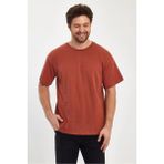 Erkek Compact Penye Oversiz Tişört - Copper Brown - XL