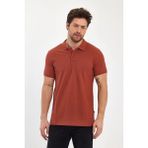 Erkek Compact Penye Pola Yaka Tişört - Copper Brown - 2XL