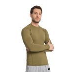 Erkek Compression Spor Tişört Uzun Kollu – Fitness, Koşu, Crossfit için Nefes Alan Hızlı Kuruyan Sporcu Tişört (Haki, S)