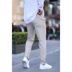 Erkek Dar Kesim Duble Paça Esnek Jogger Pantolon - Bej - XL
