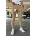 Erkek Dar Kesim Duble Paça Esnek Jogger Pantolon - Camel - XL