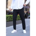 Erkek Dar Kesim Duble Paça Esnek Jogger Pantolon - Siyah - XL