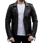 Erkek Dar Kesim Kırmızı Gerçek Kuzu Derisi Motorcu Deri Ceket - Erkek Motosiklet Eskitilmiş Kapitone Hakiki Deri Ceket, style3, S