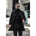 Erkek Dar Kesim Uzun Kaşe Kaban - 4XL - Siyah