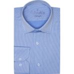 Erkek Deniz Mavisi Uzun Kol Mini Desen Slim Fit Erkek Gömlek - XL