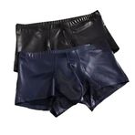 Erkek Deri Boxer, Suni Deri Elastan, Siyah ve Lacivert, Fantazi İç Giyim, Parti ve Özel Günler İçin (2'Lİ Alım Lacivert ve Siyah Renk Erkek Boxer, 3XL)