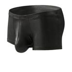 Erkek Deri Boxer, Suni Deri Elastan, Siyah ve Lacivert, Fantazi İç Giyim, Parti ve Özel Günler İçin (Siyah Deri Erkek Boxer, 4XL)