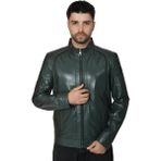 Erkek Deri Ceket 3021 - Yeşil - 4XL