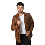 Erkek Deri Ceket 6003 - Kahverengi - S