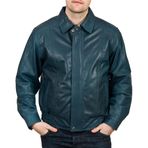Erkek Deri Ceket - Bomber Ceket Erkek - Nubuk Deri Ceket - Klasik İş Gerçek Deri Ceket, 3 Mavi, XL
