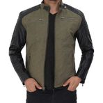 Erkek Deri Ceket Hakiki Kuzu Derisi Moto Biker Slimfit - Motosiklet Ceketi, 2yeşil, S