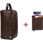 Erkek Deri Mekanizmalı Cüzdan ve Portföy Clutch Traş Kozmetik Bakım ve Günlük El Çantası (14X24CM) NEWPOLO171 - Kahve - Kahve - Kahverengi - Kahverengi