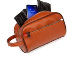 Erkek Deri Portföy Clutch Traş Kozmetik Bakım ve Günlük El Çantası (14X24CM) NEW171 - Taba - 14 x 24 cm