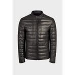 Erkek Deri Şişme Mont - Siyah - XS