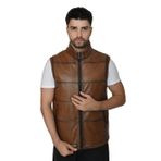 Erkek Deri Yelek 2507 (Kahverengi, 5XL)