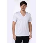 Erkek Derin V Yaka Beyaz T-Shirt 936