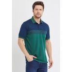 Erkek Desenli Basic Cepli Siyah Düz Polo Yaka Tişört - Yeşil - 2XL