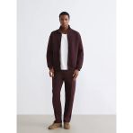 Erkek Dik Yaka Fermuarlı Sweatshirt - Bordo