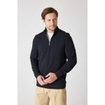 Erkek Dik Yaka Fermuarlı Sweatshirt - Siyah